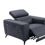 Three Piece Indoor Dark Gray Italian Leather Six Person Seating Set