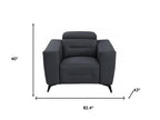 Three Piece Indoor Dark Gray Italian Leather Six Person Seating Set