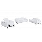 Three Piece White Italian Leather Six Person Seating Set
