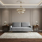 72" Gray Velvet Sofa With Brass Legs