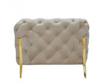 97" Beige Velvet Sofa With Gold Legs