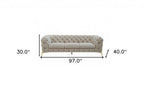 97" Beige Velvet Sofa With Gold Legs