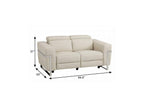 65" Beige And Silver Italian Leather Power Reclining Loveseat