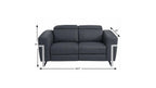 65" Gray And Silver Italian Leather Power Reclining Loveseat