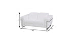 65" White And Silver Italian Leather Power Reclining Loveseat
