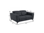 65" Gray And Black Italian Leather Power Reclining Loveseat