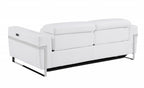 83" Dark Gray Italian Leather USB Reclining Sofa With Silver Legs