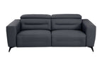 83" Beige Italian Leather USB Reclining Sofa With Silver Legs