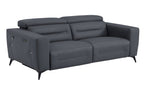 83" Beige Italian Leather USB Reclining Sofa With Silver Legs