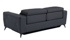 83" Beige Italian Leather USB Reclining Sofa With Silver Legs