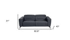 83" Beige Italian Leather USB Reclining Sofa With Silver Legs