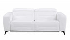 83" Beige Italian Leather USB Reclining Sofa With Silver Legs