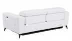 83" Beige Italian Leather USB Reclining Sofa With Silver Legs