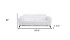 83" Beige Italian Leather USB Reclining Sofa With Silver Legs