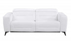 83" Beige Italian Leather USB Reclining Sofa With Silver Legs