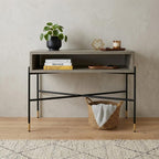 45" Gray and Black Concrete and Iron Console Table