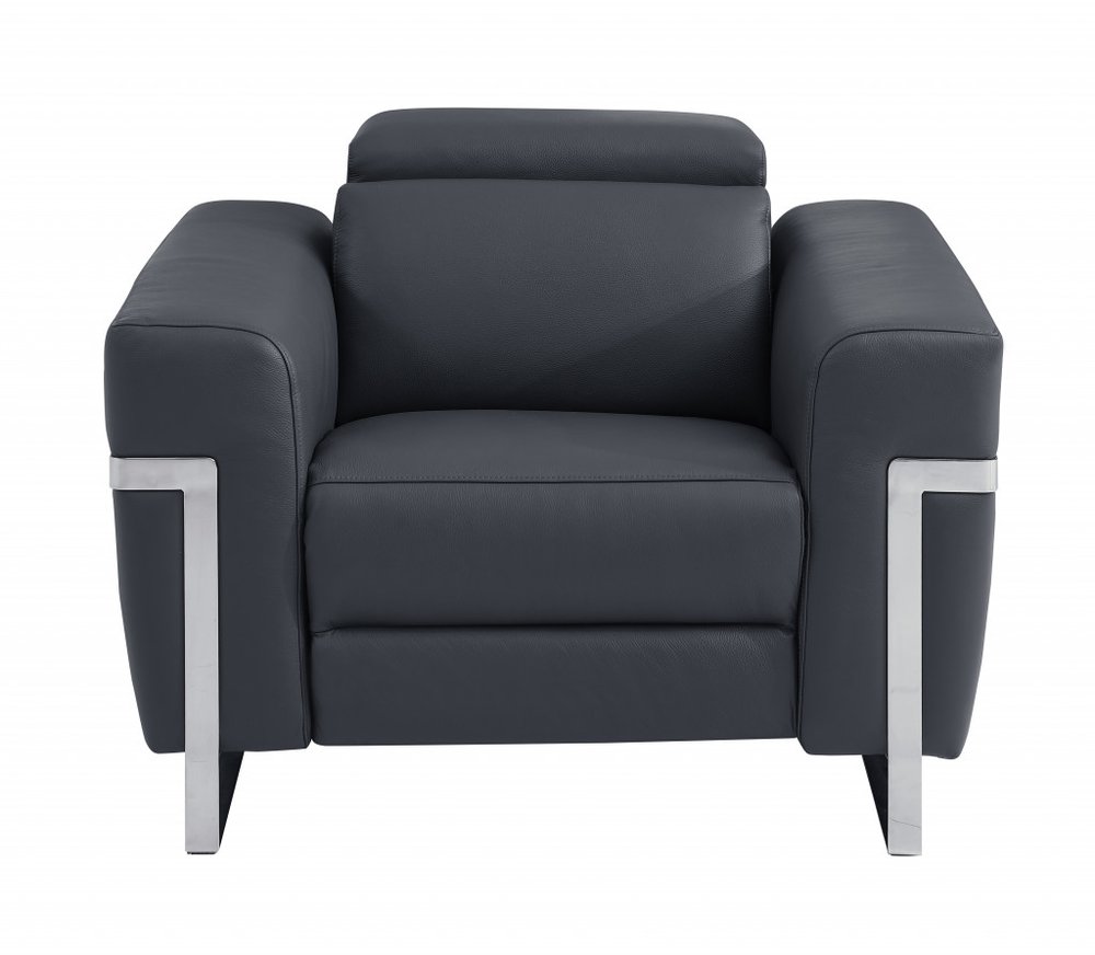 41" Beige Italian Leather Power Recliner Chair
