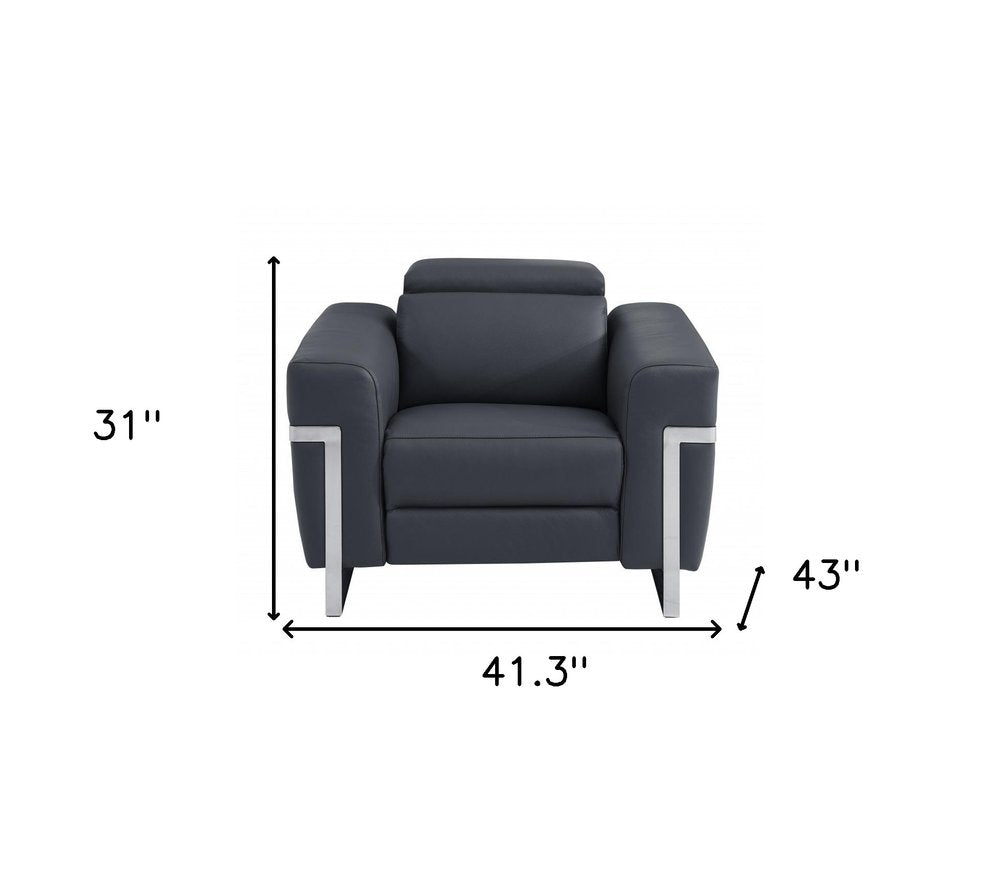 41" Beige Italian Leather Power Recliner Chair