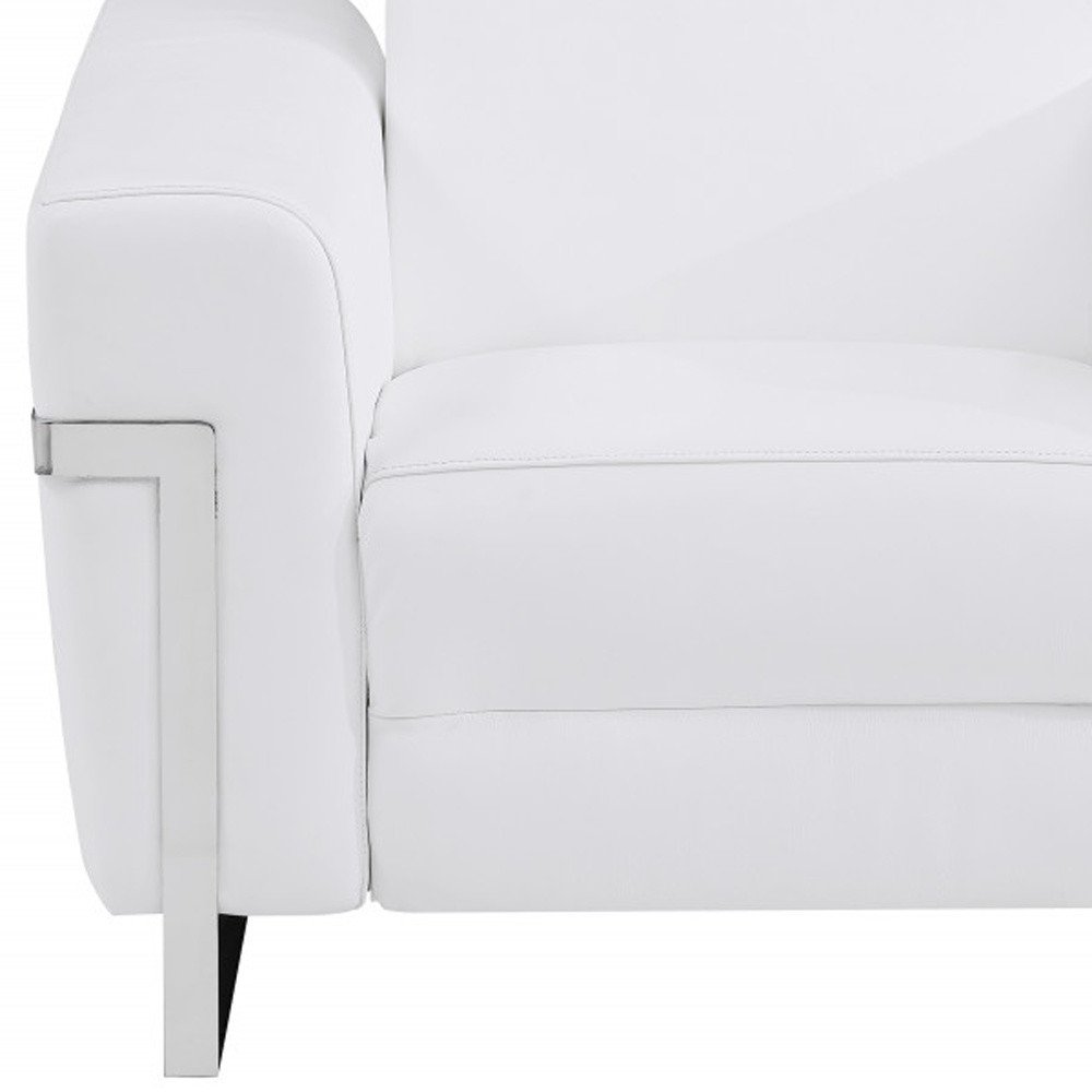 41" Beige Italian Leather Power Recliner Chair