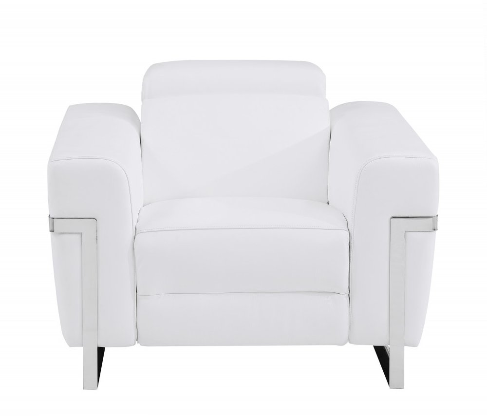 41" Beige Italian Leather Power Recliner Chair