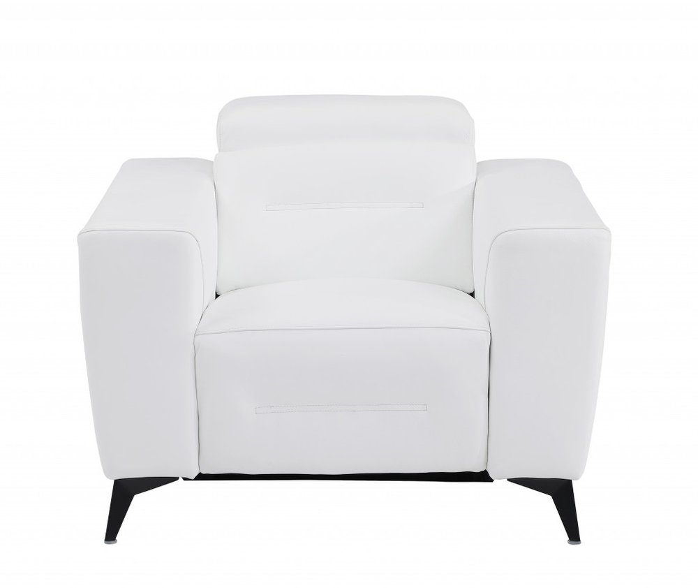 41" Beige Italian Leather Power Recliner Chair