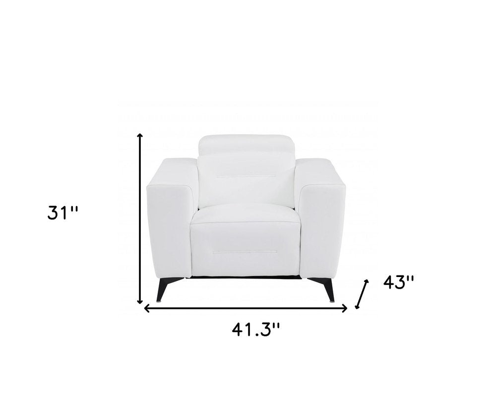 41" Beige Italian Leather Power Recliner Chair