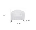 41" Beige Italian Leather Power Recliner Chair