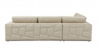 Beige Italian Leather Reclining L Shaped Two Piece Corner Sectional
