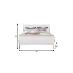 White Carved Geometric Wood King Bed Frame