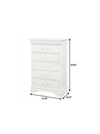 59" White Solid Wood Six Drawer Double Dresser with LED