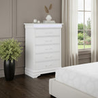 59" White Solid Wood Six Drawer Double Dresser with LED