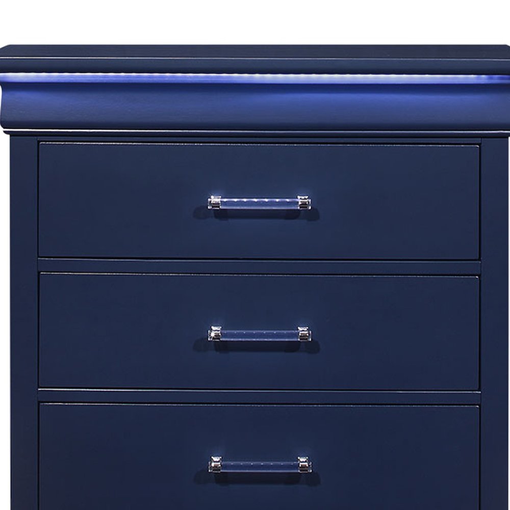 59" White Solid Wood Six Drawer Double Dresser with LED