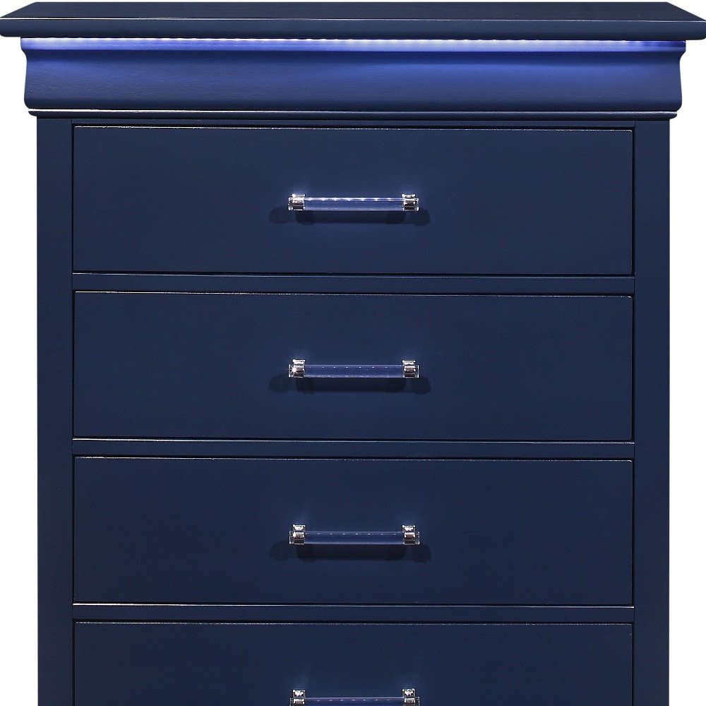 59" White Solid Wood Six Drawer Double Dresser with LED