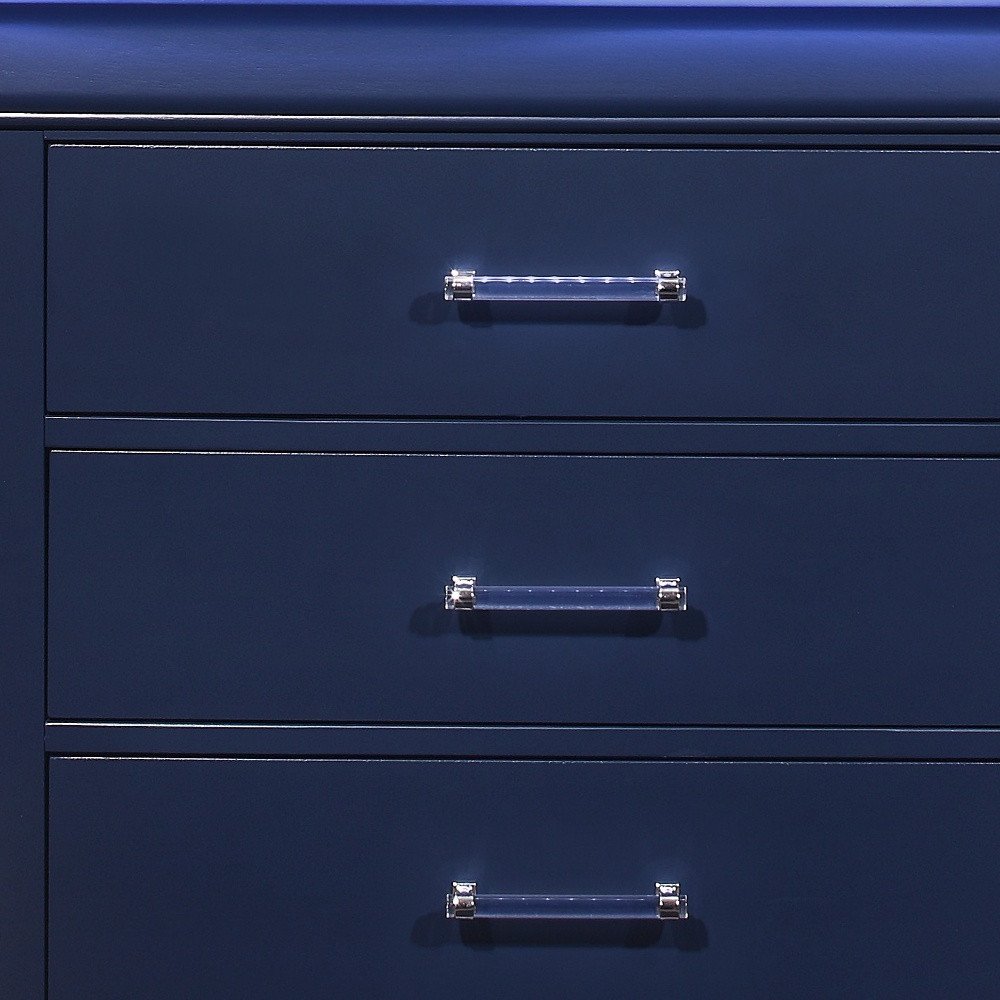 59" White Solid Wood Six Drawer Double Dresser with LED