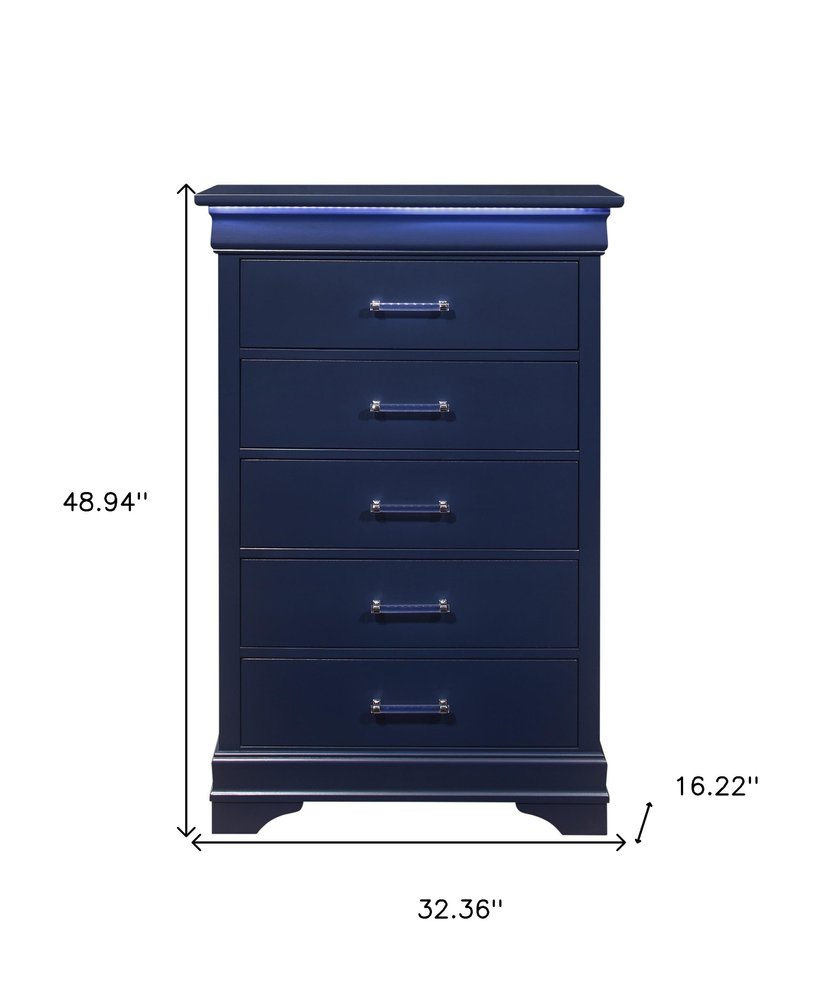 59" White Solid Wood Six Drawer Double Dresser with LED