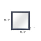 38" Blue Square Wood Framed Accent Mirror