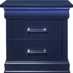 24" Blue Wood Lighted Two Drawer Nightstand
