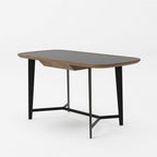 55" Walnut And Black Glass Rectangular Writing Desk
