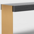 63" Gray and Gold Writing Desk With Four Drawers