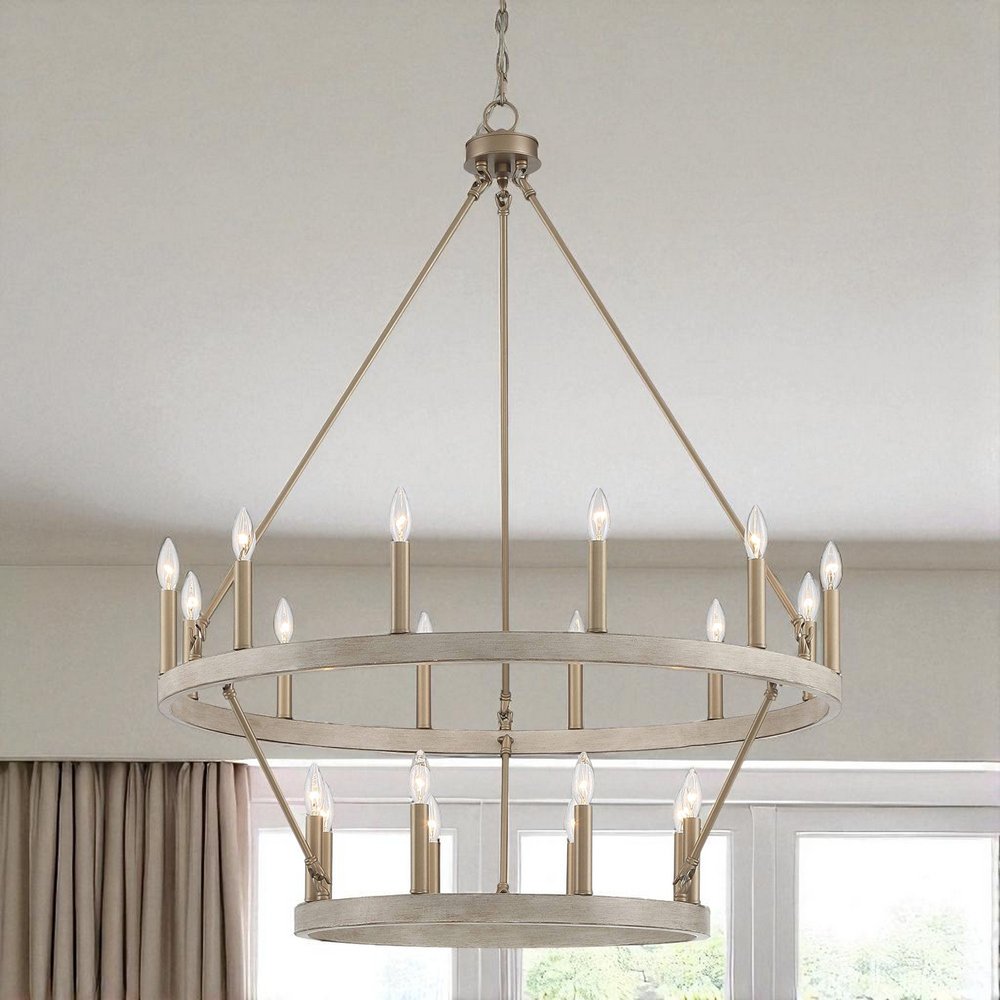 Brass Candle Style Multi Light Metal Dimmable Chandelier