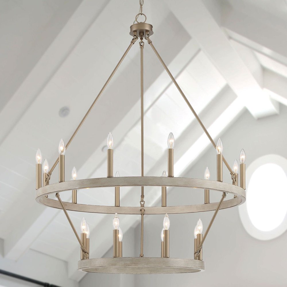 Brass Candle Style Multi Light Metal Dimmable Chandelier