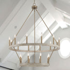 Brass Candle Style Multi Light Metal Dimmable Chandelier