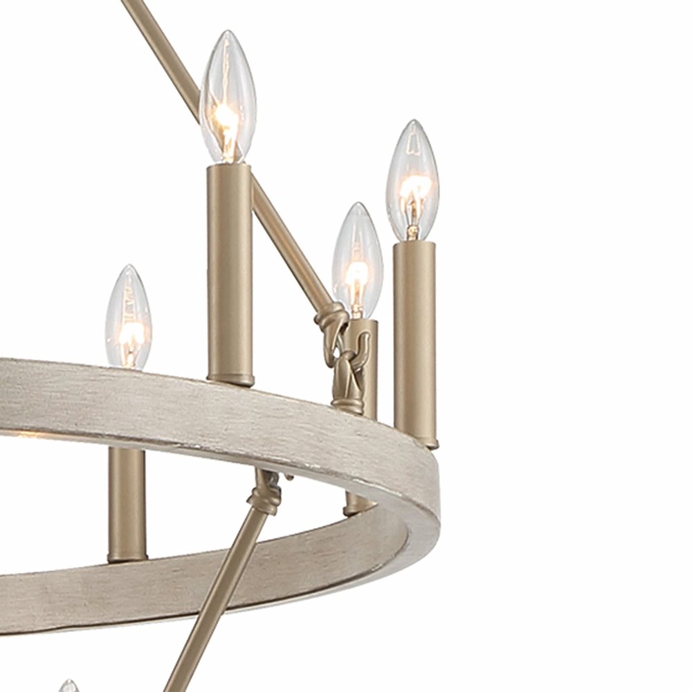 Brass Candle Style Multi Light Metal Dimmable Chandelier
