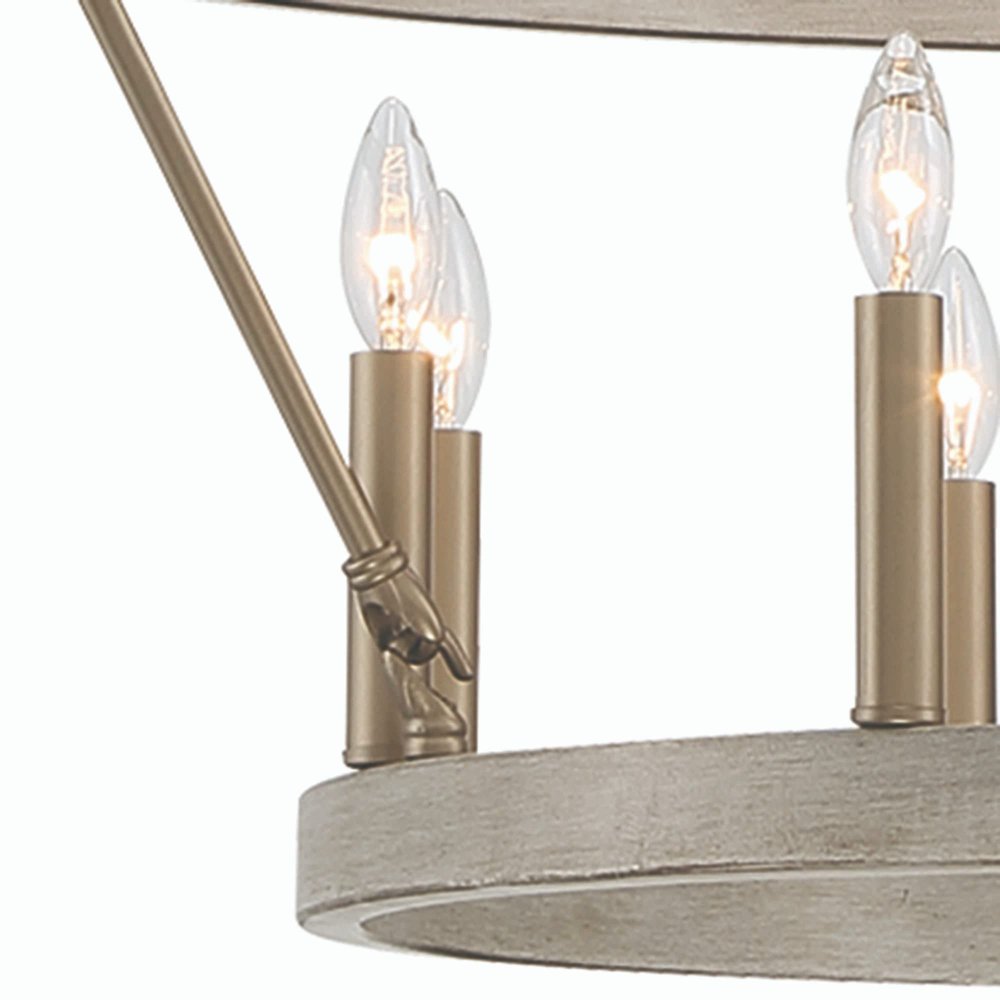Brass Candle Style Multi Light Metal Dimmable Chandelier