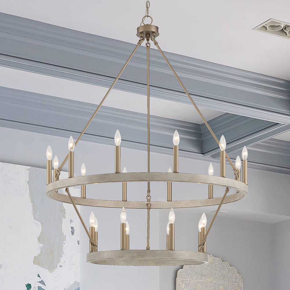 Brass Candle Style Multi Light Metal Dimmable Chandelier