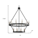 Black Candle Style Multi Light Metal Dimmable Chandelier