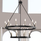 Black Candle Style Multi Light Metal Dimmable Chandelier