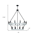 Black And White Candle Style Multi Light Metal Dimmable Chandelier