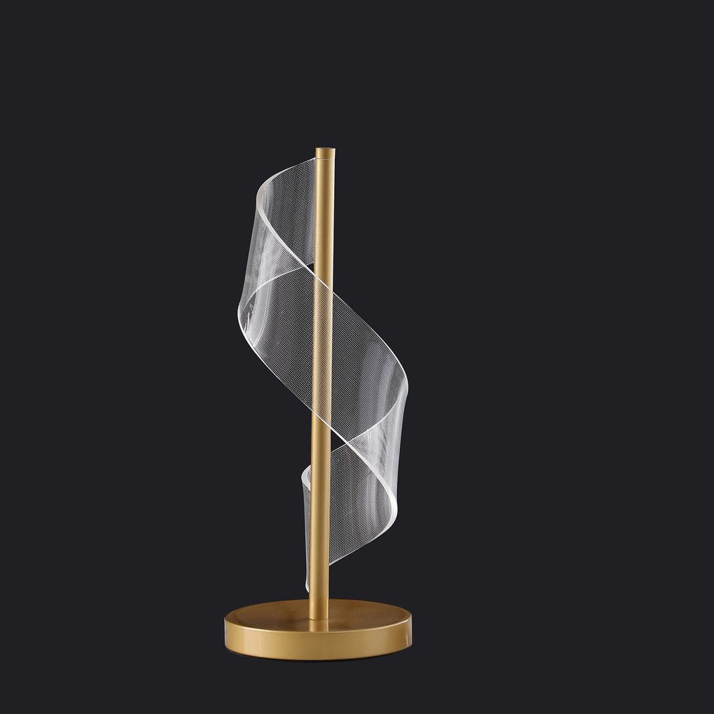 19" Wave Swirl Acrylic Led Brushed Gold Table Lamp Gold Table Lamp
