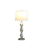 30" Brushed Silver Geo Glass Table Lamp With White Shade